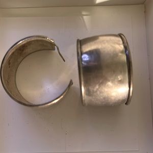 Silver vintage large hoop earrings